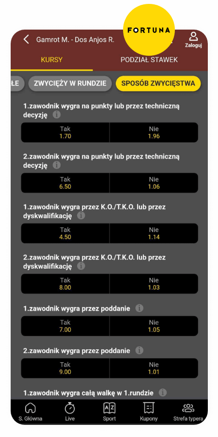 Fortuna typy na walkę Gamrota