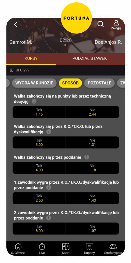 Fortuna sposób zakończenia walki Gamrota